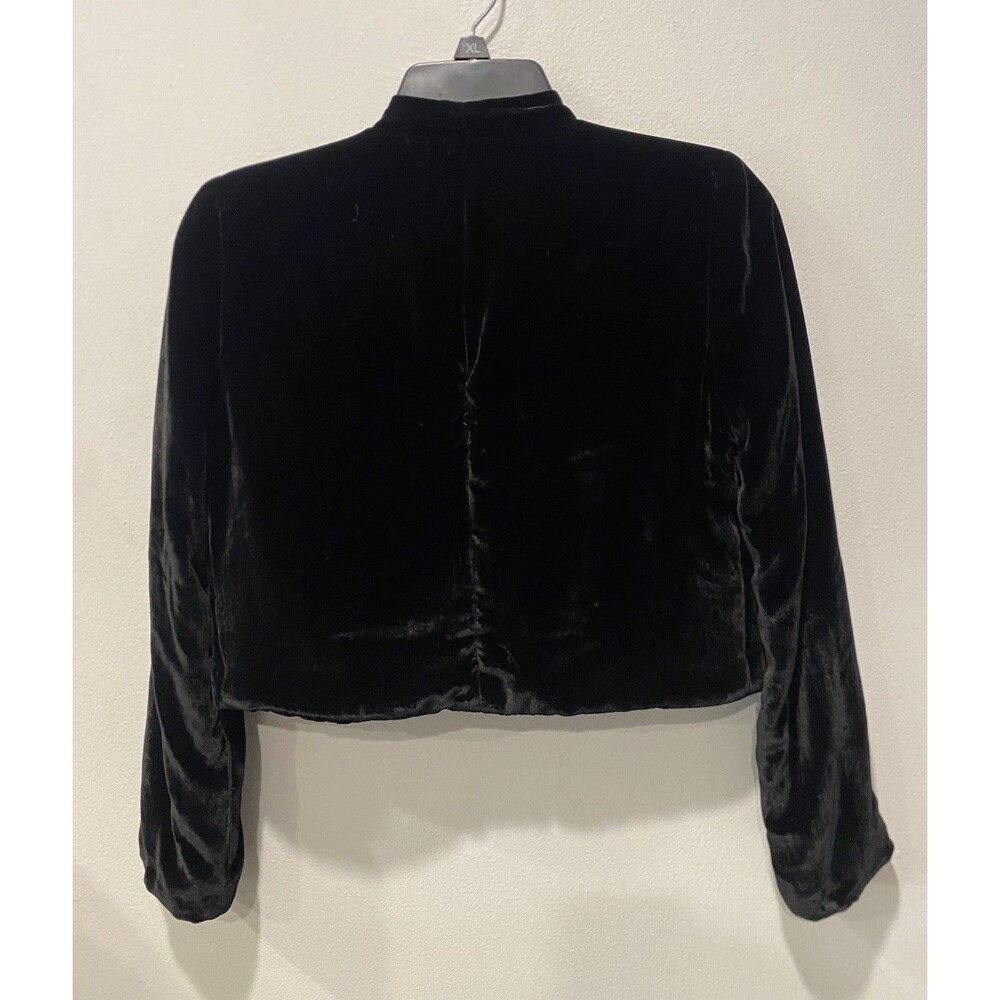 Reformation Black Velvet Cropped Bolero Jacket Open Front Whimsigoth Sz XS - Picture 7 of 8